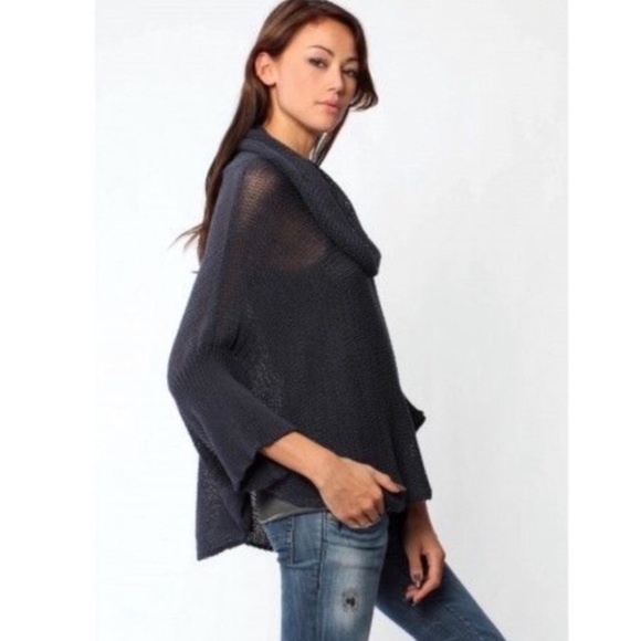 Anthropologie Sweaters - Wooden Ships Anthro Cowl Poncho Sweater Navy S/M